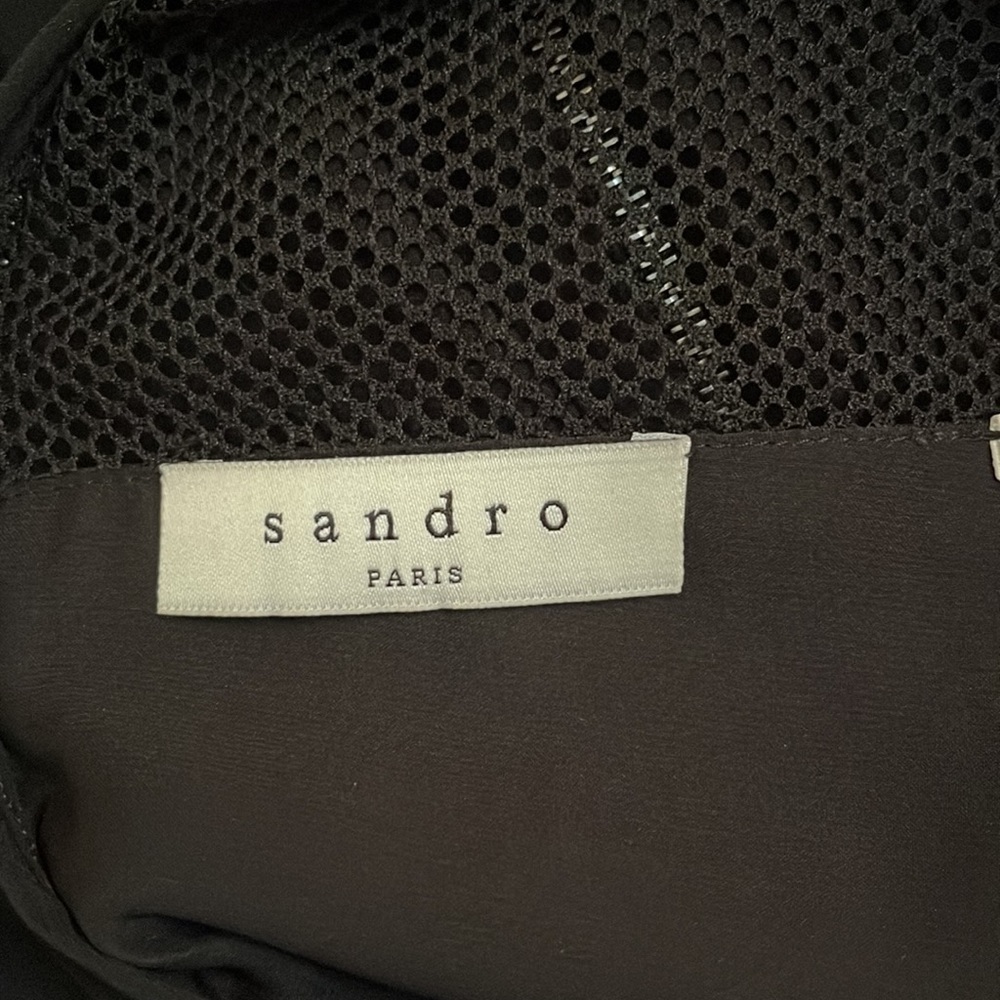 Sandro Roxane Solid Black Mesh Gathered Sleeveles… - image 6